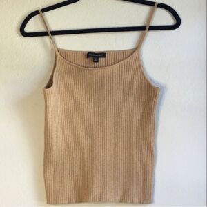 Tan spaghetti strap ribbed stretchy knitted cami western cottagecore boho